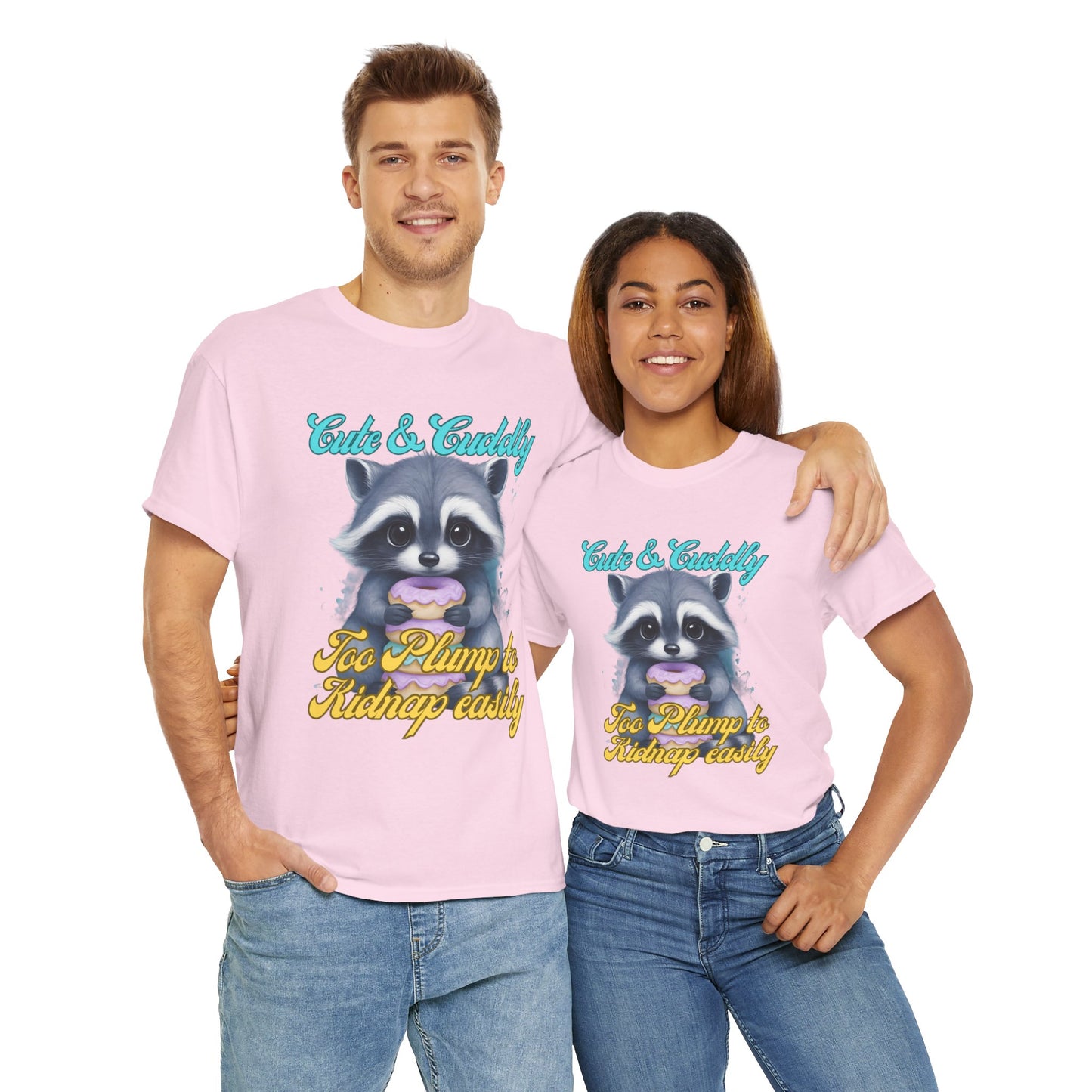 Cute & Cuddly, Too Plump to Kidnap Easily Racoon with donut cotton tshirt