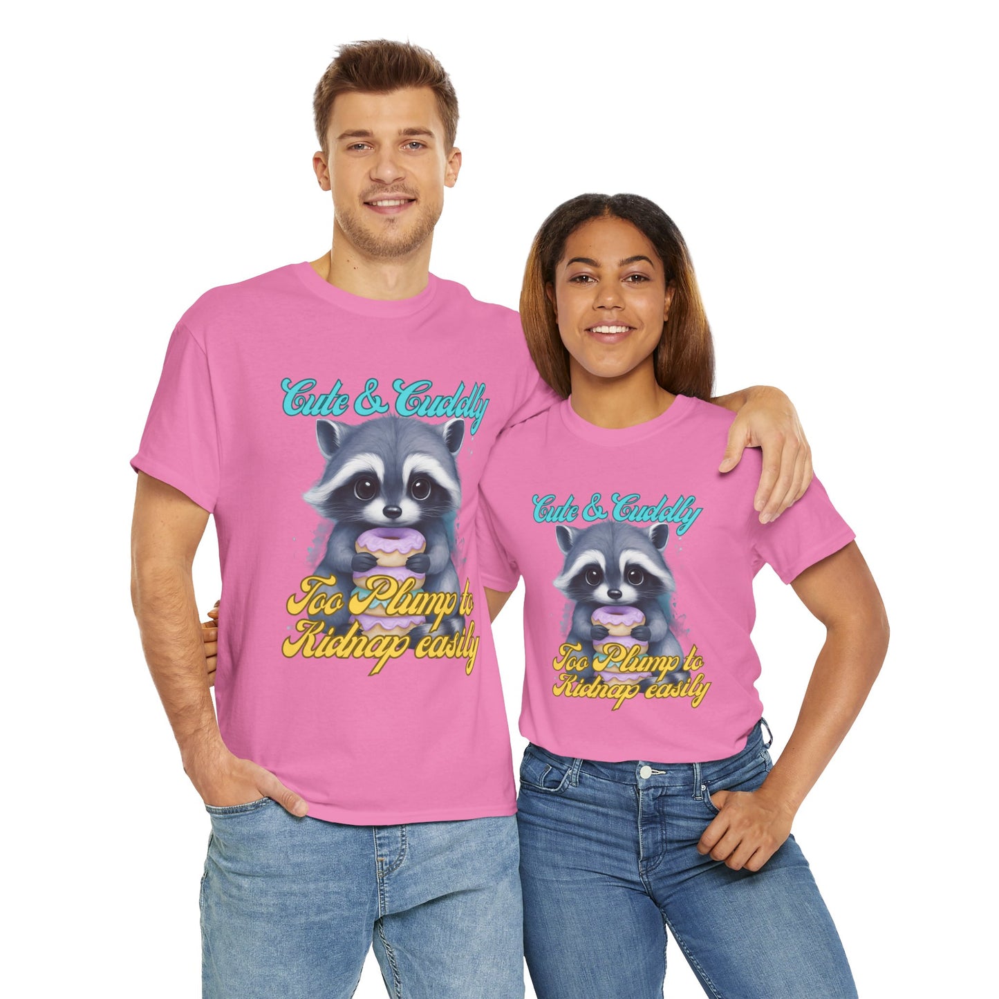 Cute & Cuddly, Too Plump to Kidnap Easily Racoon with donut cotton tshirt