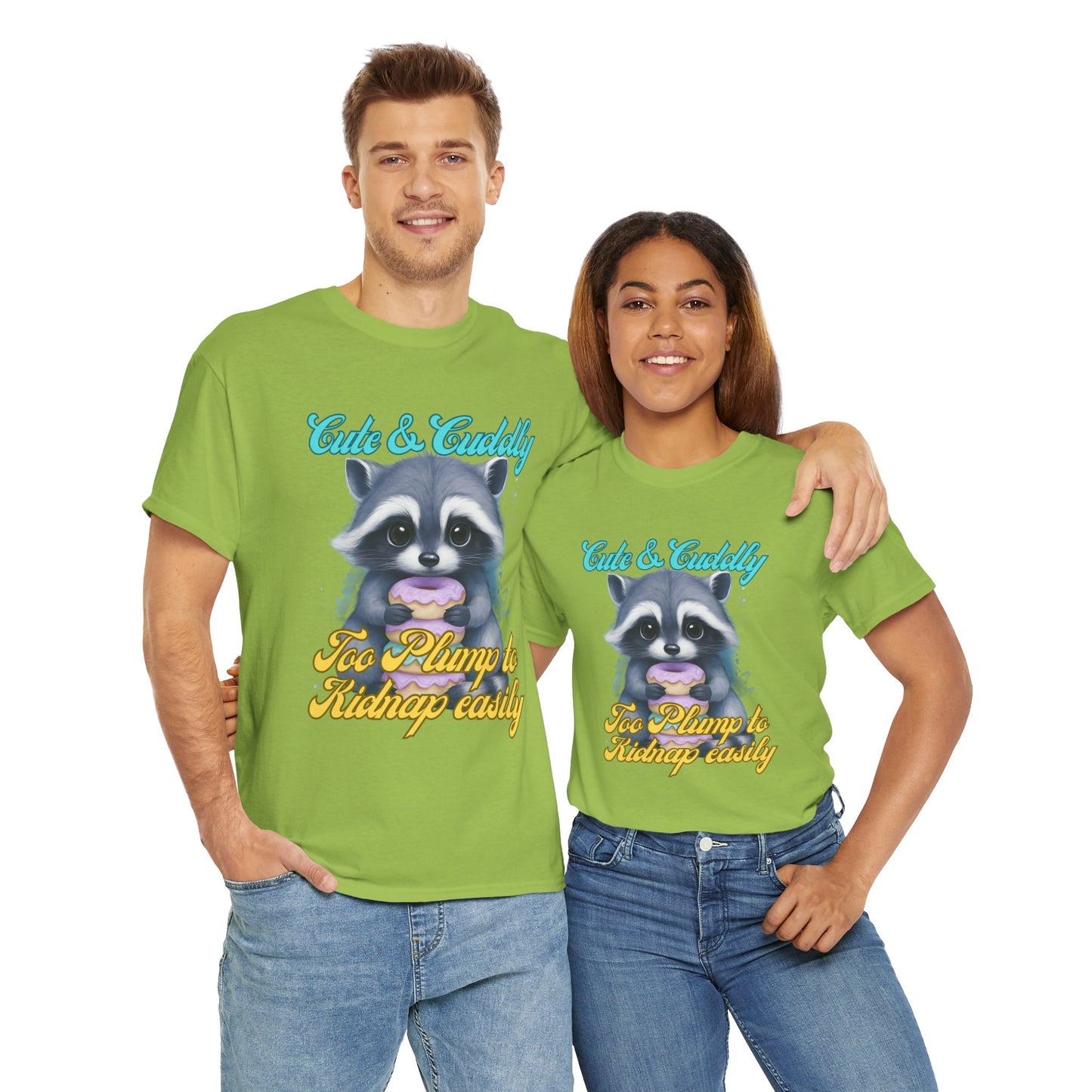 Cute & Cuddly, Too Plump to Kidnap Easily Racoon with donut cotton tshirt