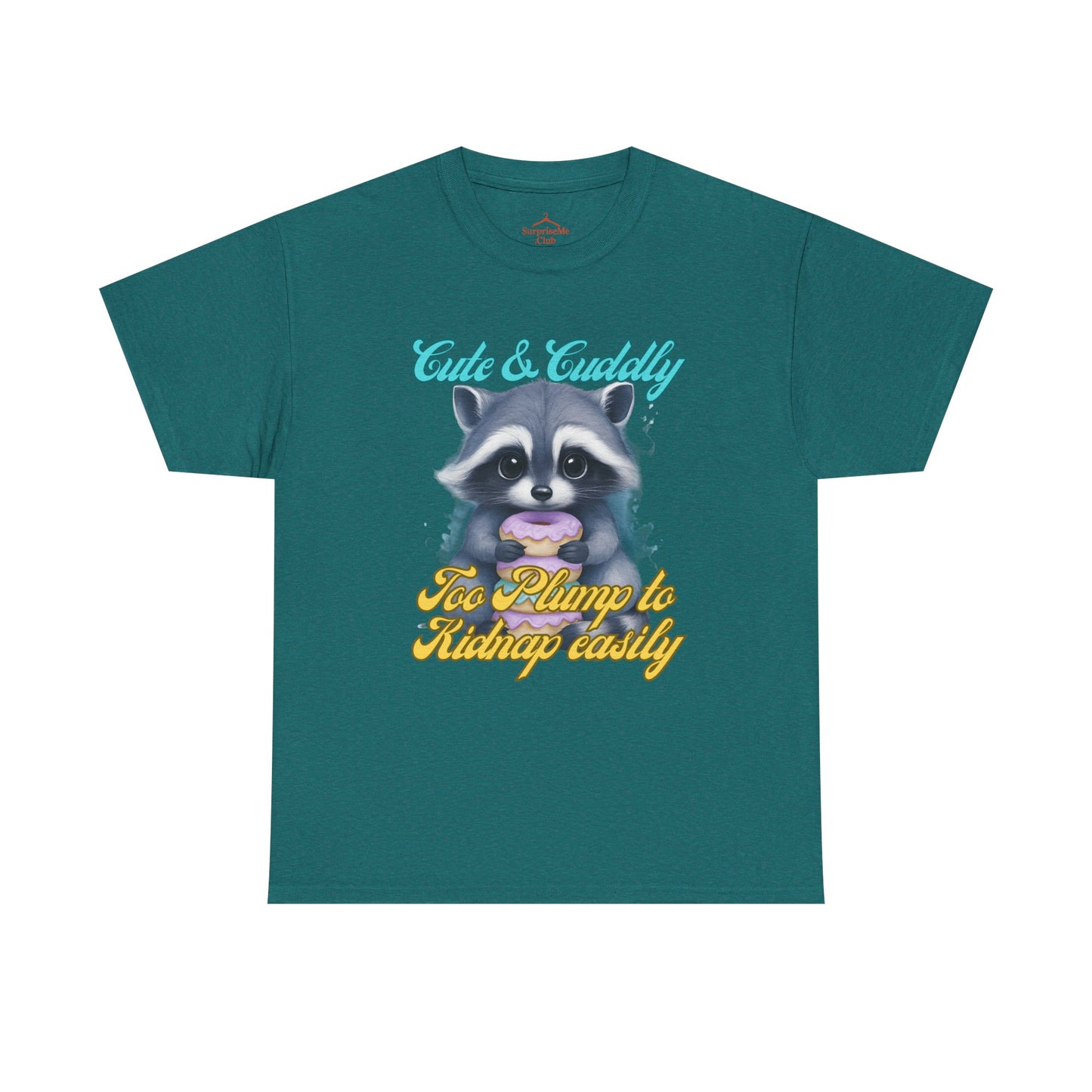 Cute & Cuddly, Too Plump to Kidnap Easily Racoon with donut cotton tshirt