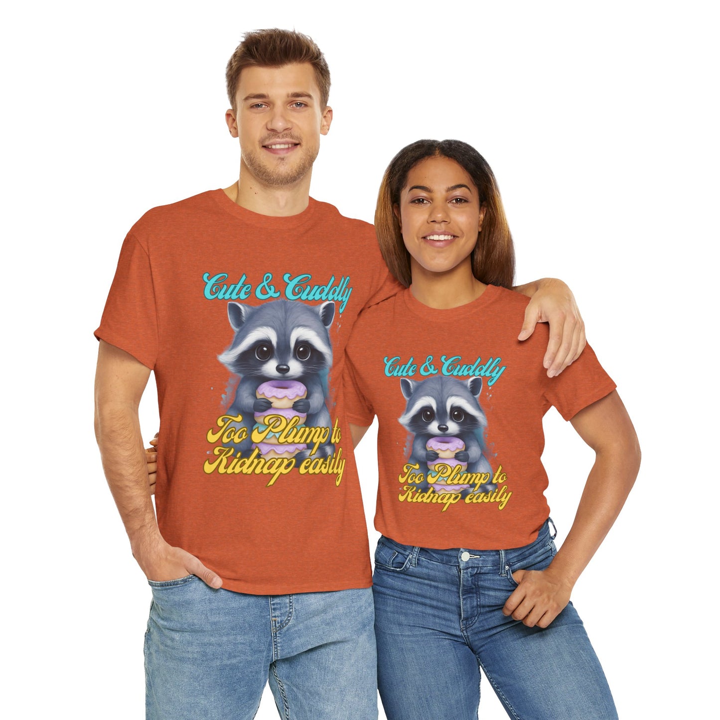 Cute & Cuddly, Too Plump to Kidnap Easily Racoon with donut cotton tshirt